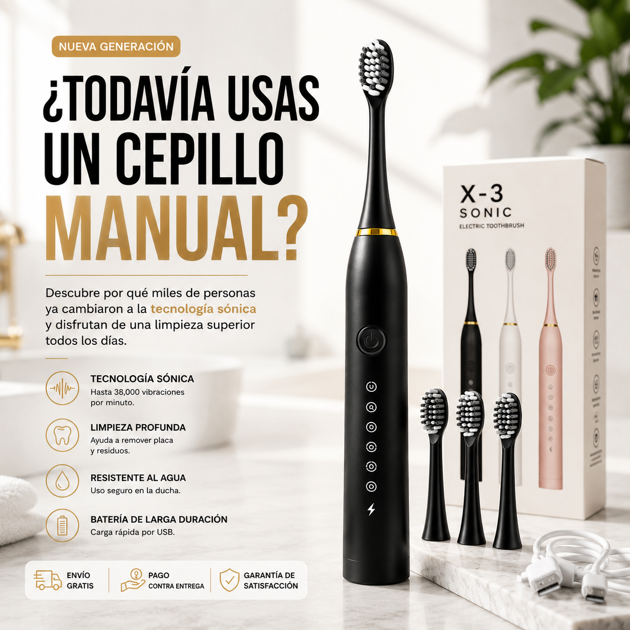 Cepillo de dientes eléctrico X3 Sonic, c