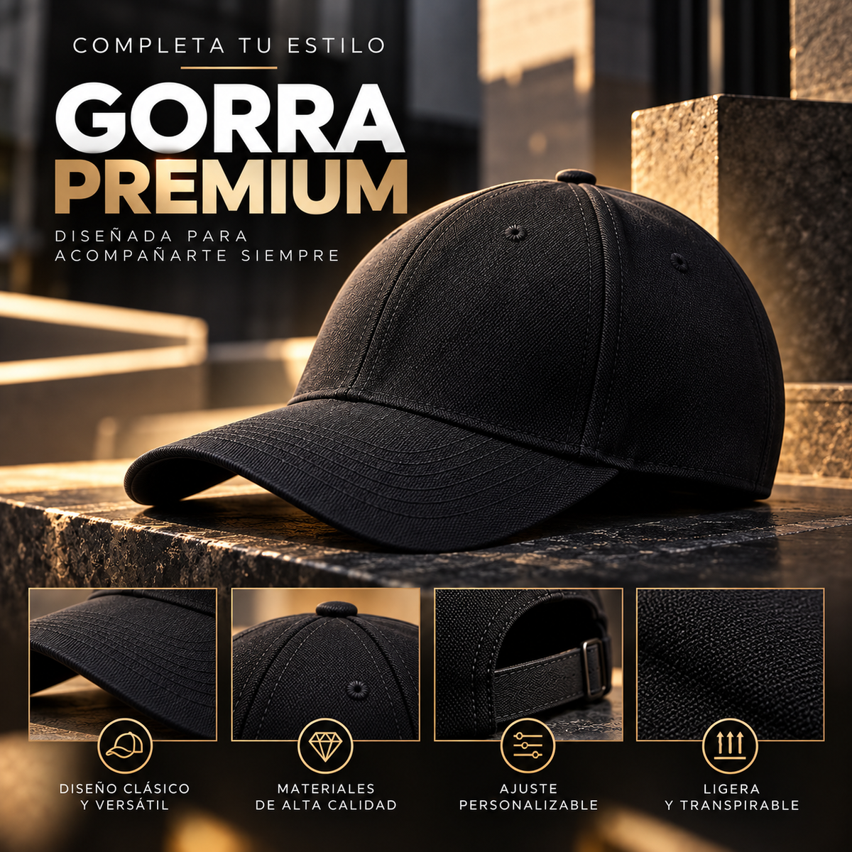 GORRA BÁSICA UNICOLOR NEGRA